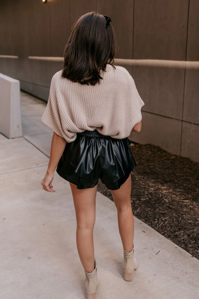 Kali Black Faux Leather Ruffle Skort - Image 6
