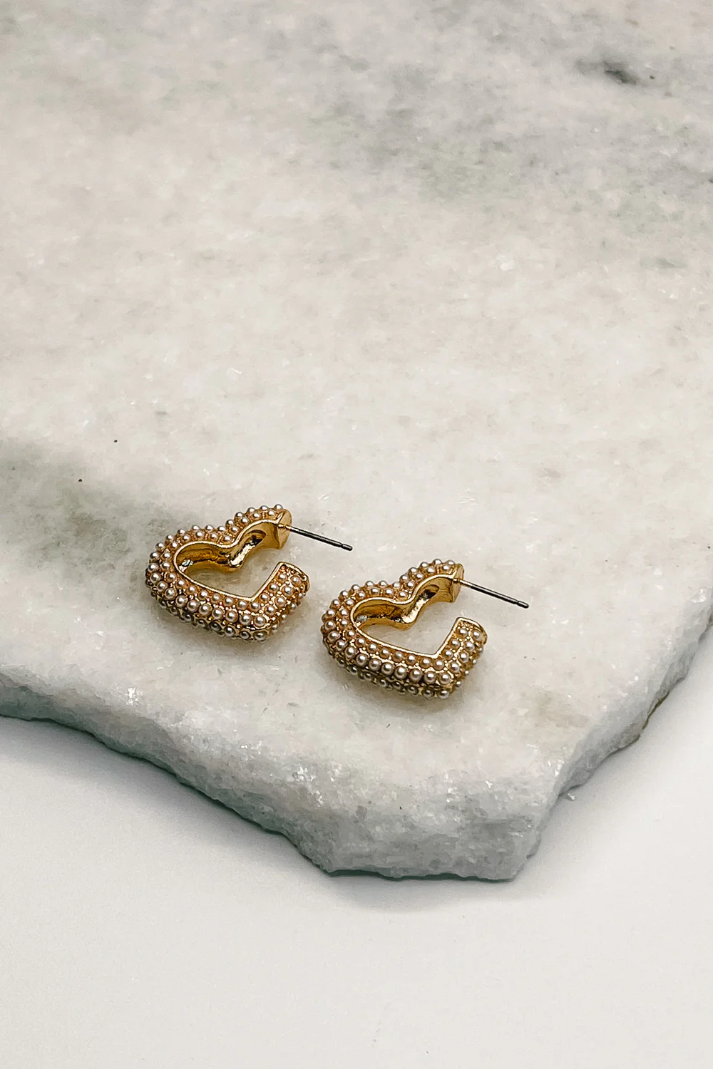 Kali Gold and Pearl Heart Hoops - Image 2