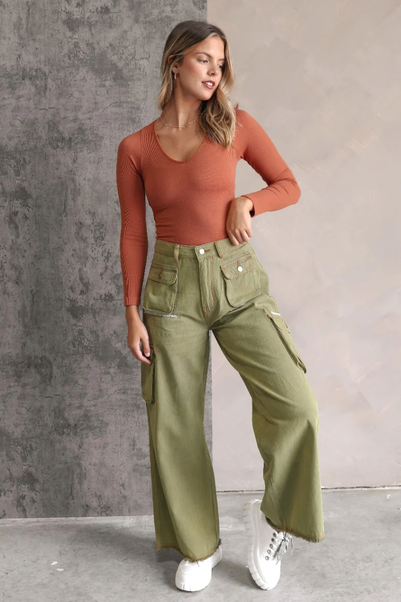 Kallie Rust Long Sleeve One-Size Bodysuit - Image 2