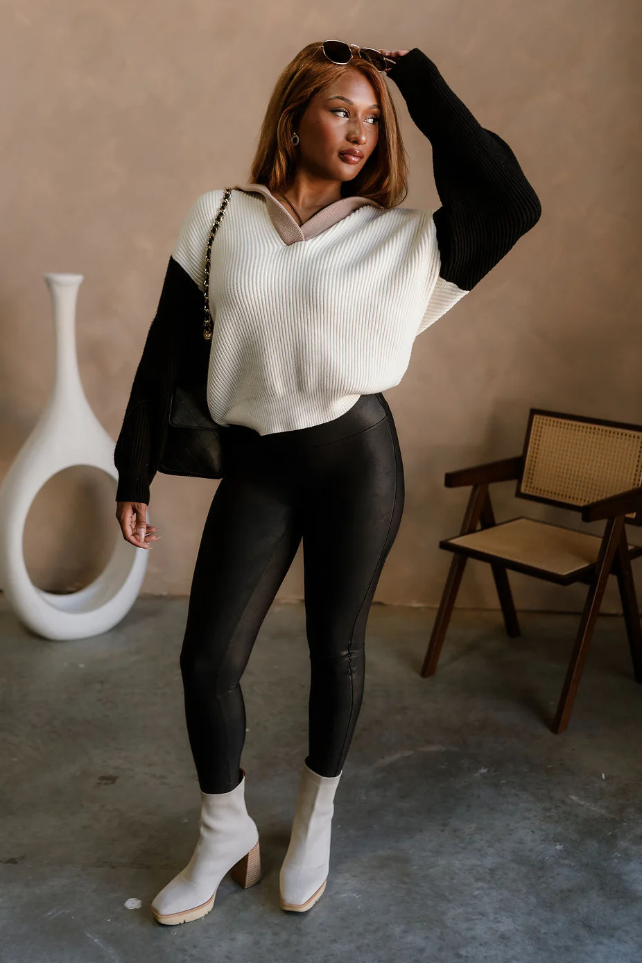 Kamila Cream Multi Color Block Sweater - Image 2