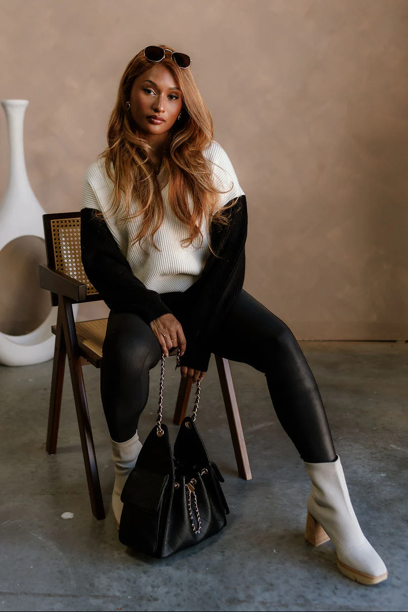 Kamila Cream Multi Color Block Sweater - Image 4