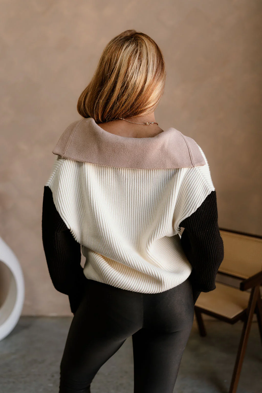 Kamila Cream Multi Color Block Sweater - Image 7