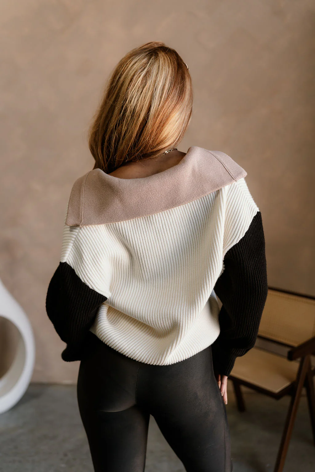 Kamila Cream Multi Color Block Sweater - Image 8
