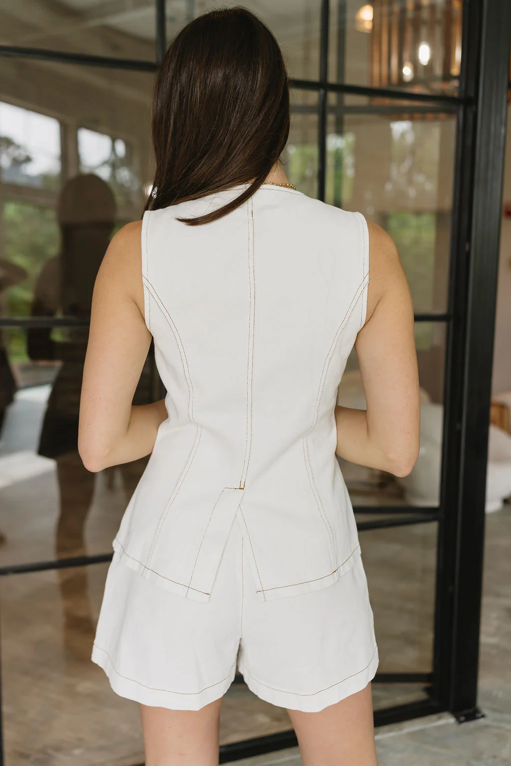Kamryn White Denim Button-Up Vest - Image 8