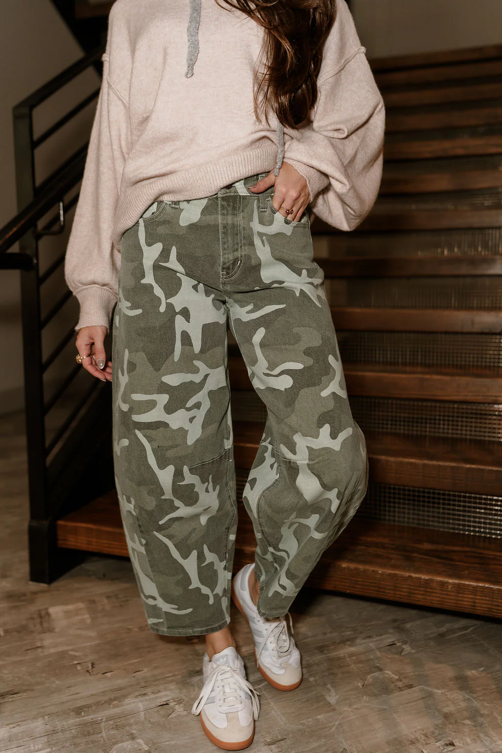 Kancan: Elise Camo Barrel Leg Jeans - Image 3