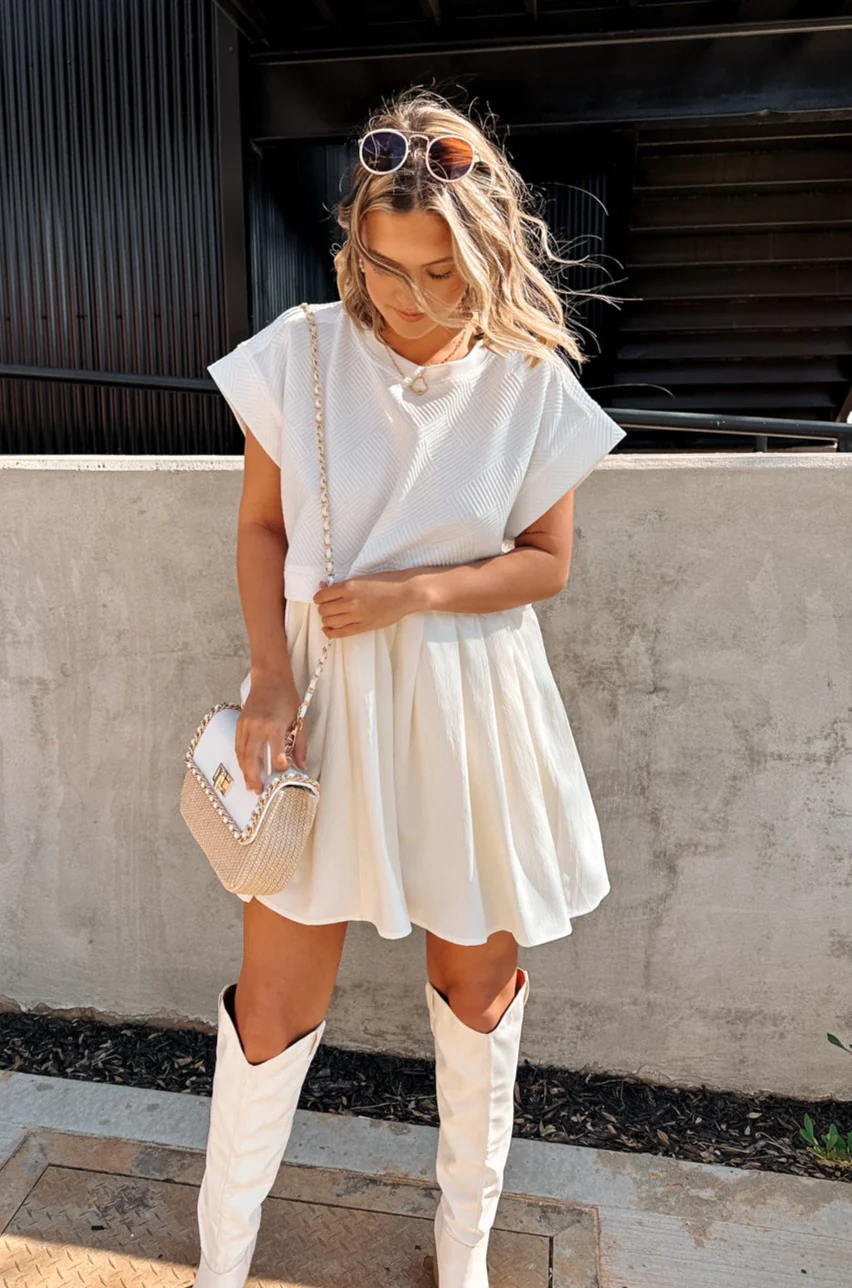 Kara Cream & White Twofer Mini Dress