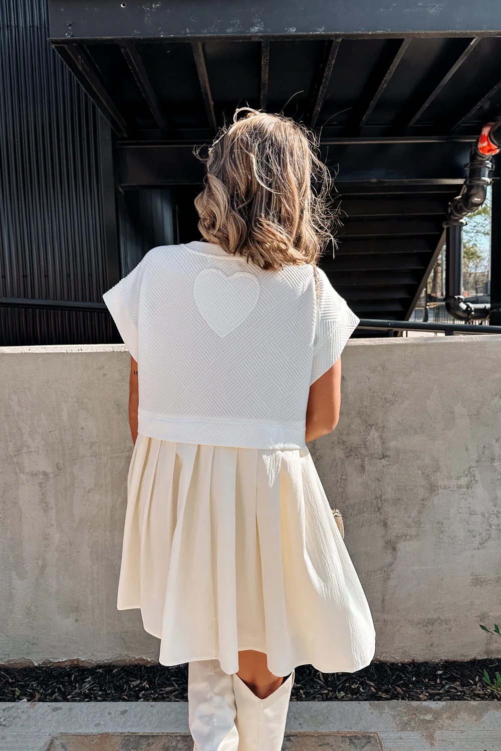 Kara Cream & White Twofer Mini Dress - Image 5