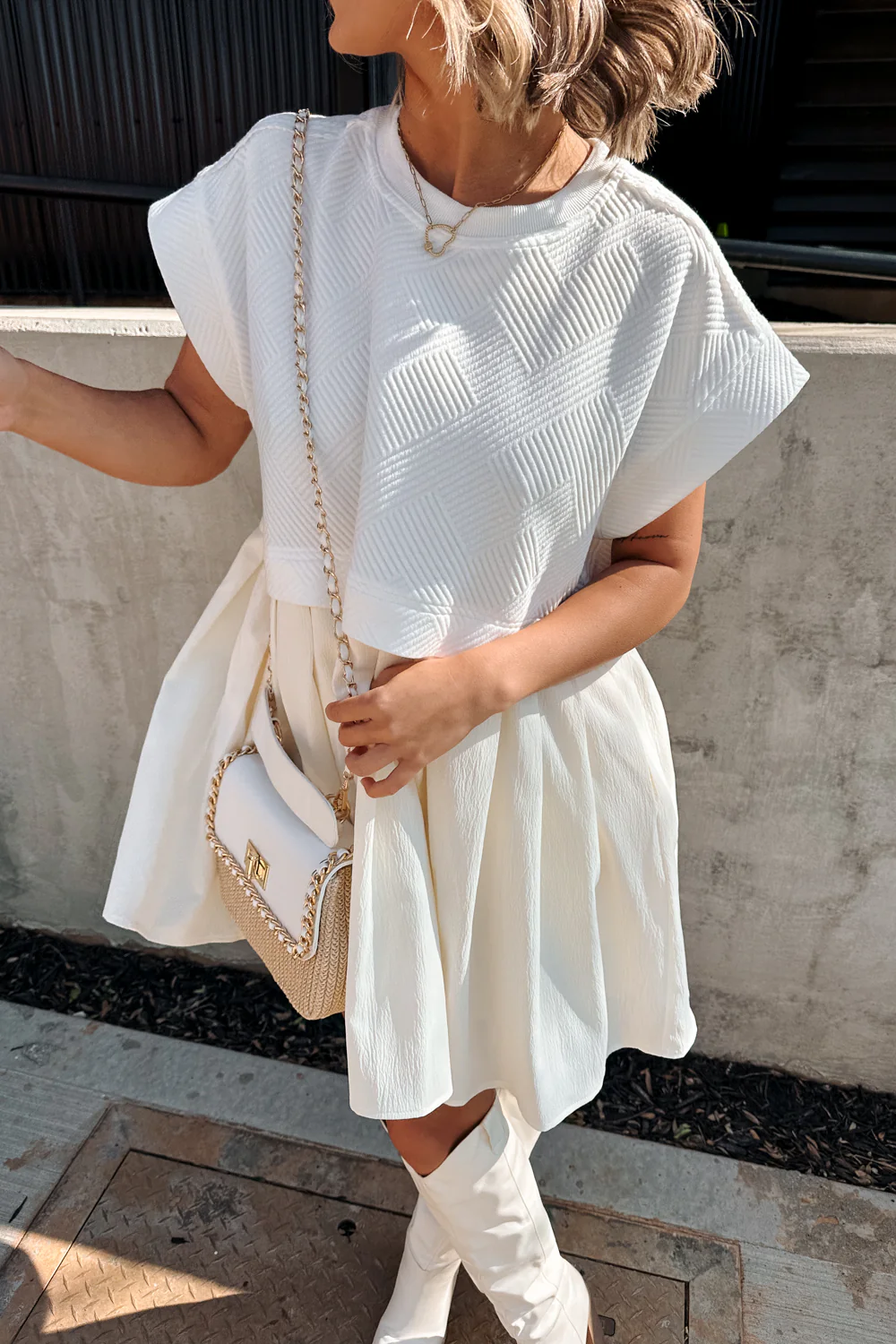 Kara Cream & White Twofer Mini Dress - Image 6