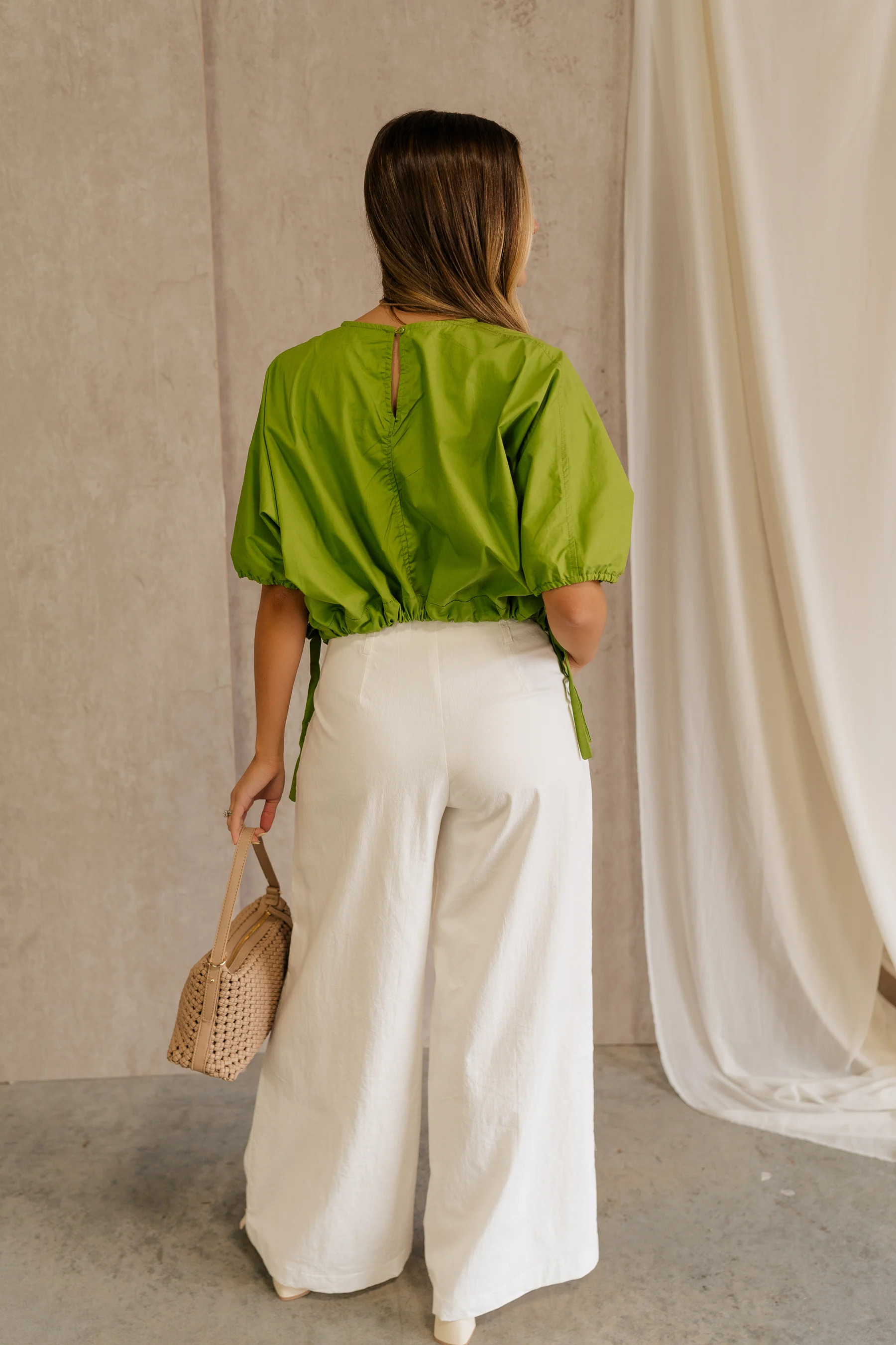 Karina Drawstring Cropped Short Sleeve Top - Image 11