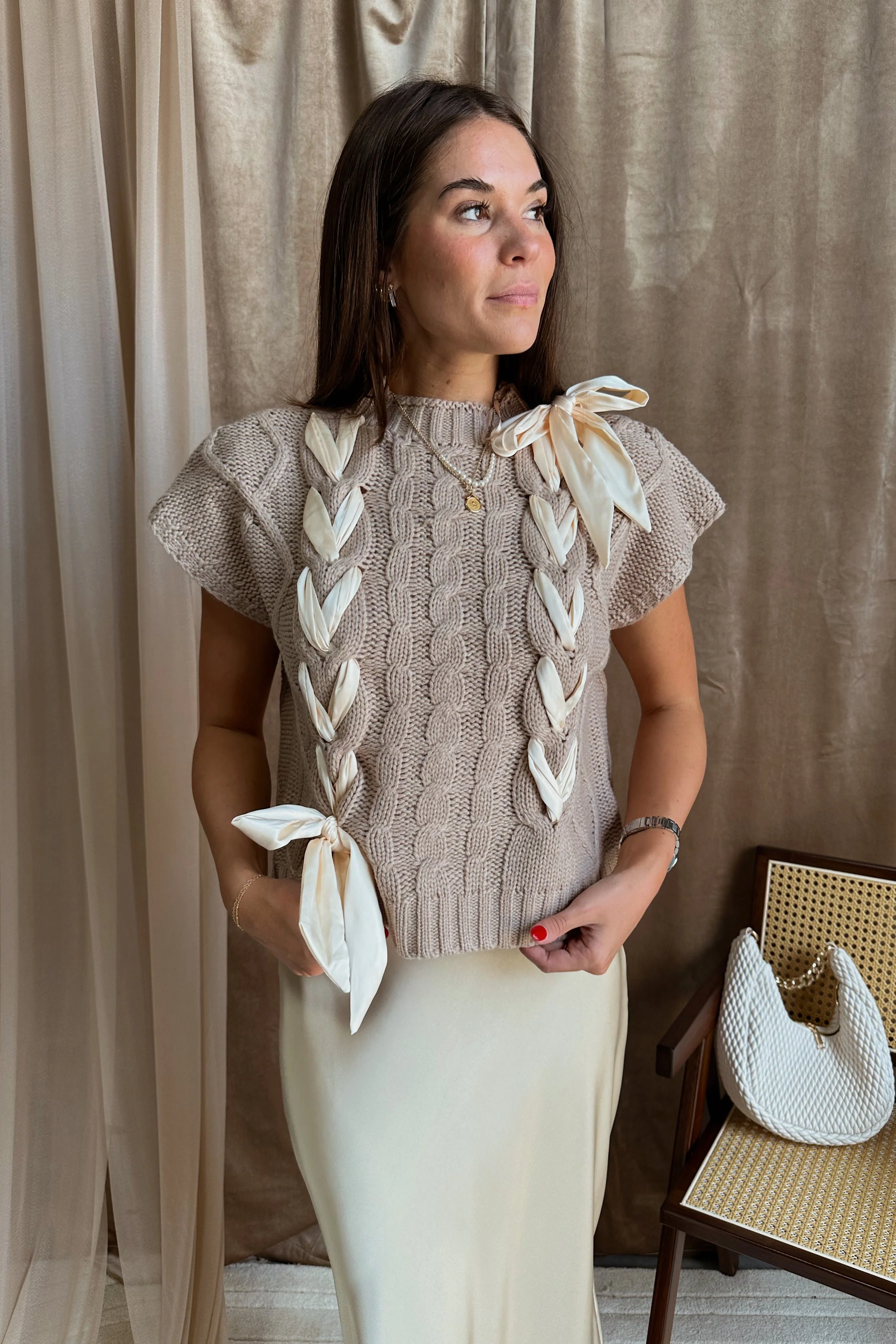 Karina Bow Sleeveless Sweater
