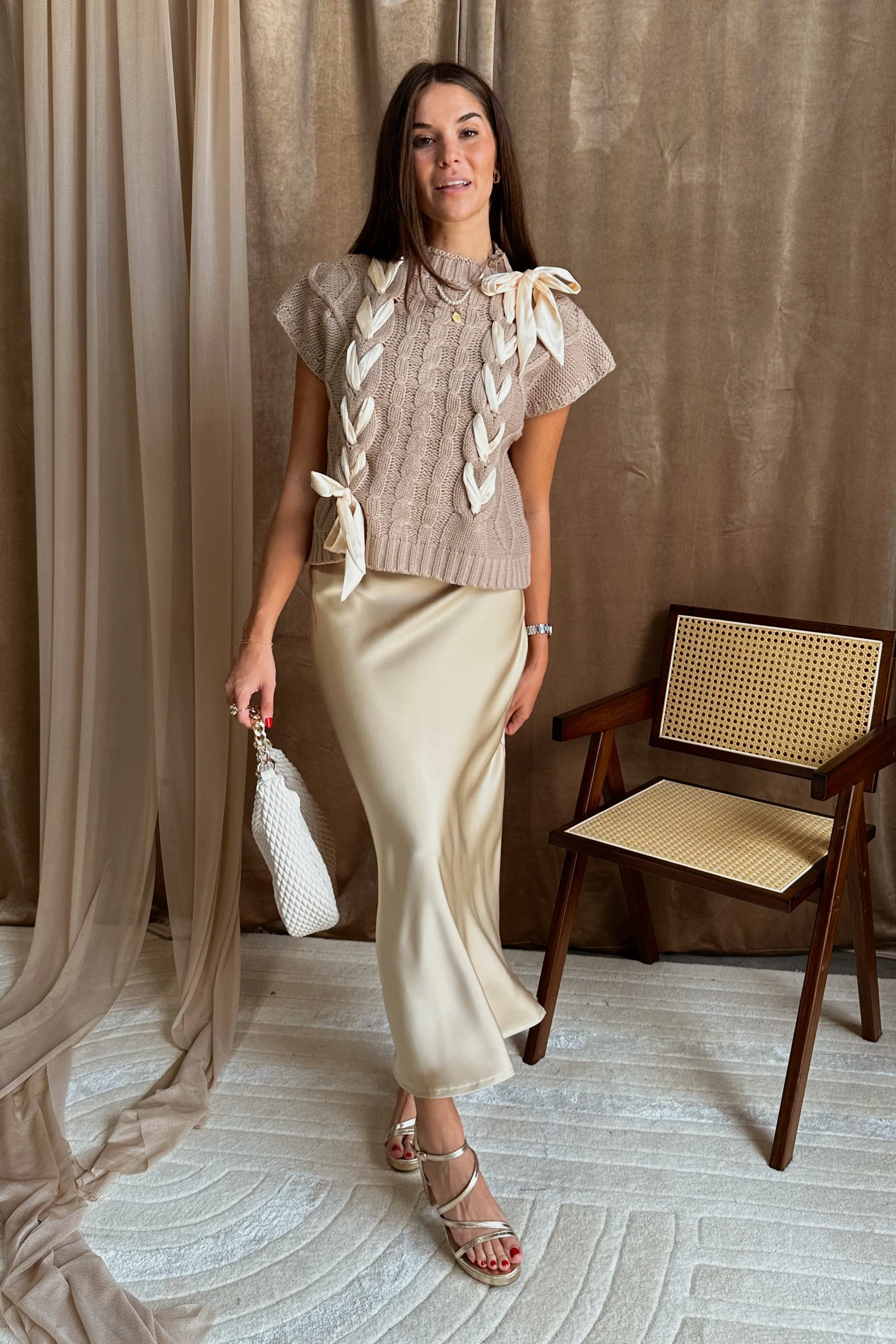 Karina Bow Sleeveless Sweater - Image 6