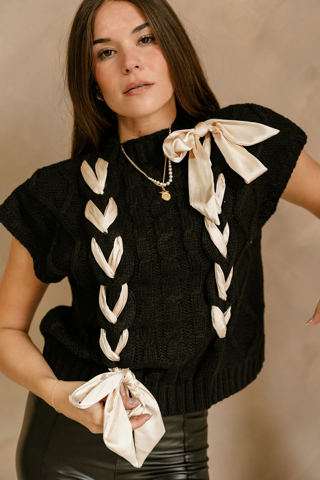 Karina Bow Sleeveless Sweater - Image 9