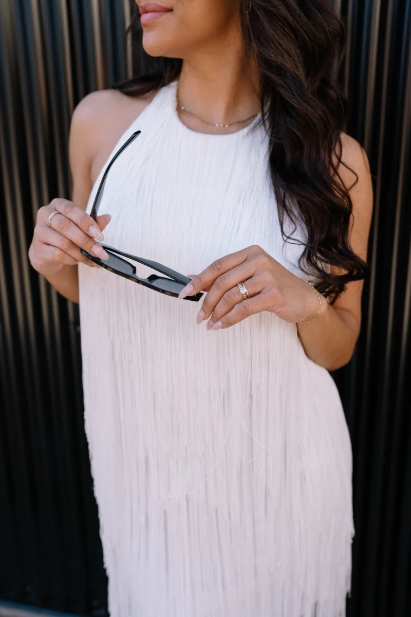 Karissa White Fringe Tiered Mini Dress - Image 8