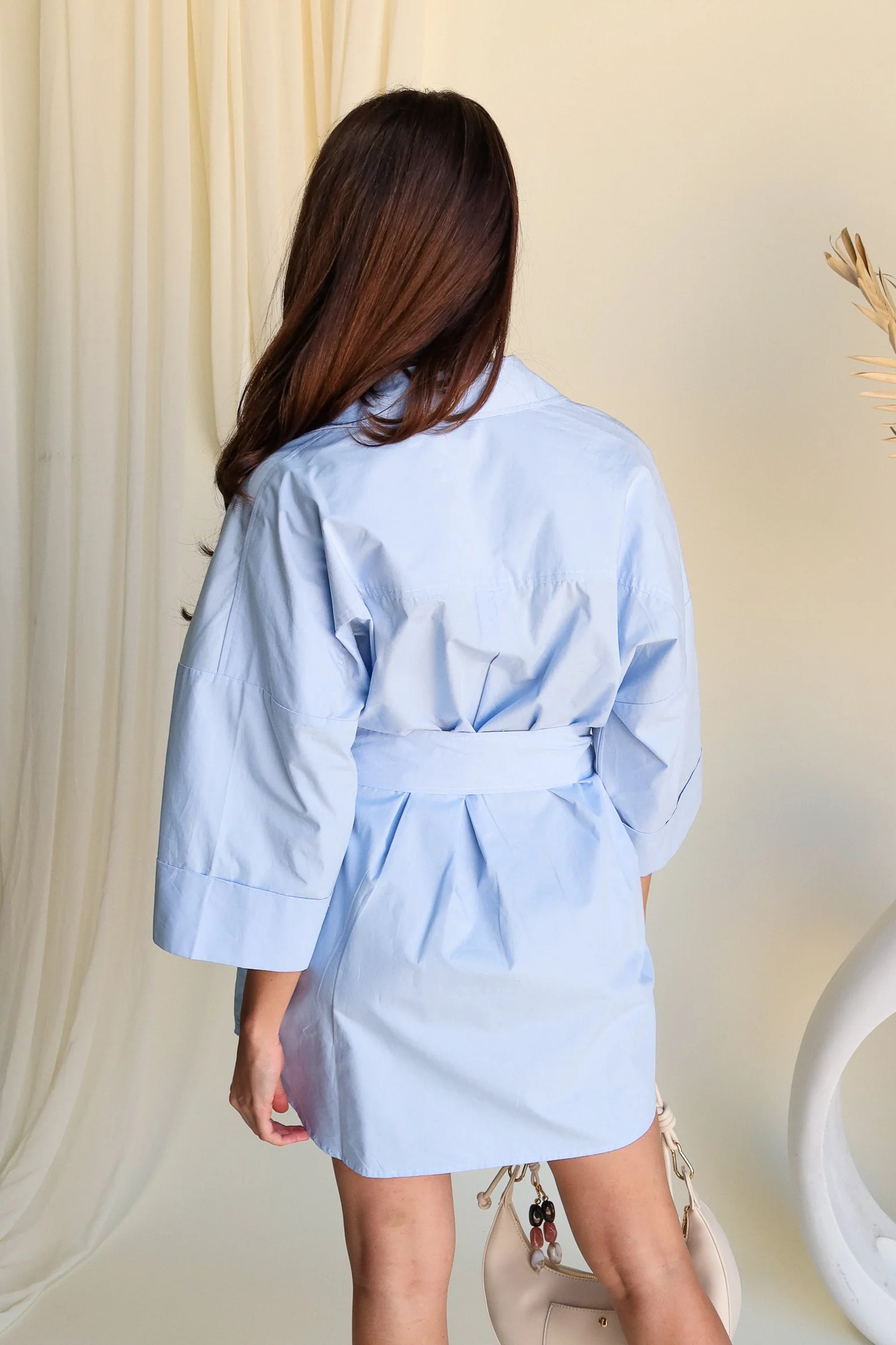 Karmen Blue Button Up Mini Dress - Image 6