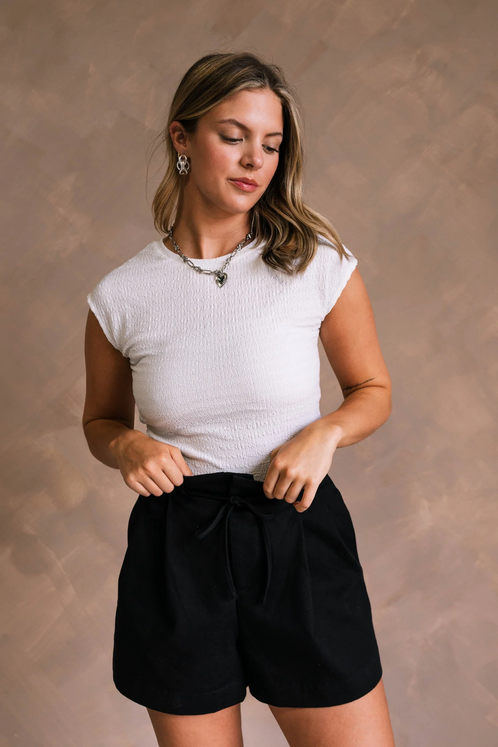 Karsyn White Textured Round Neckline Top - Image 2
