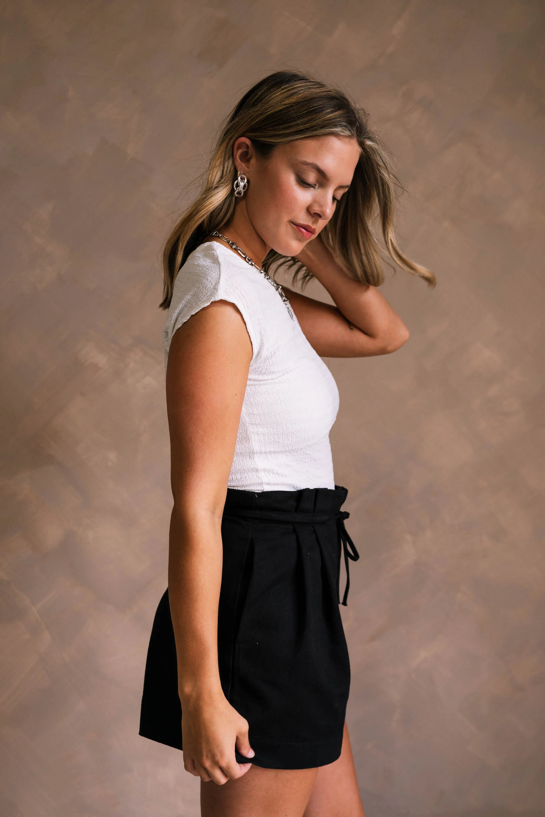 Karsyn White Textured Round Neckline Top - Image 3