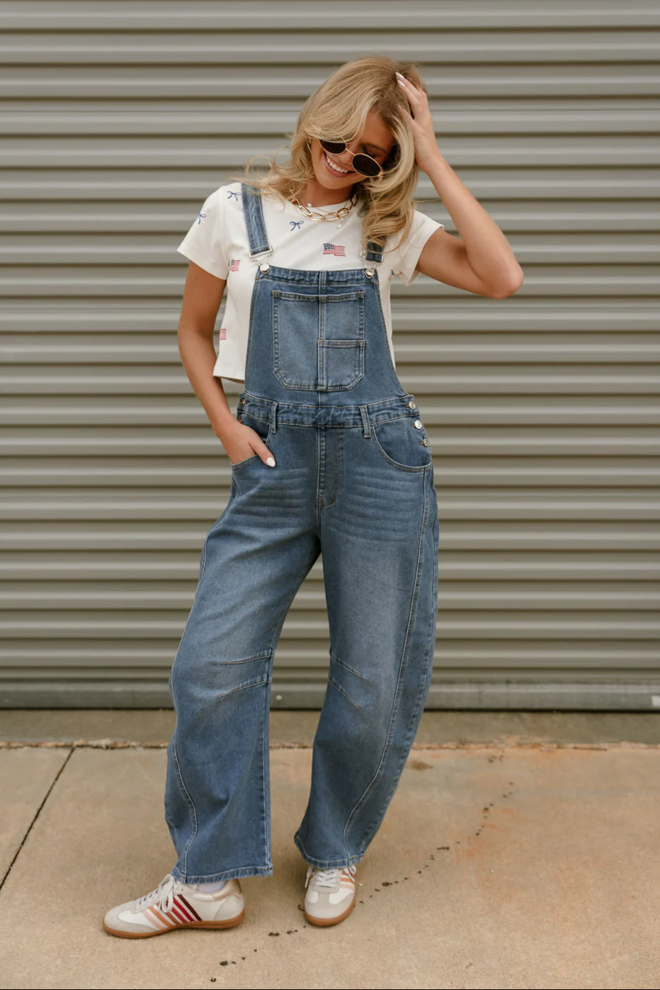 Kassidy Barrel Leg Denim Overalls