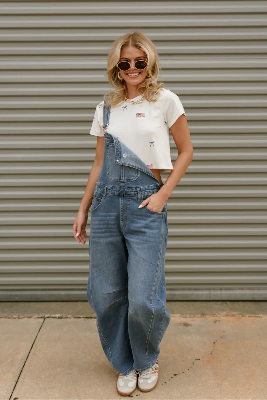 Kassidy Barrel Leg Denim Overalls - Image 2
