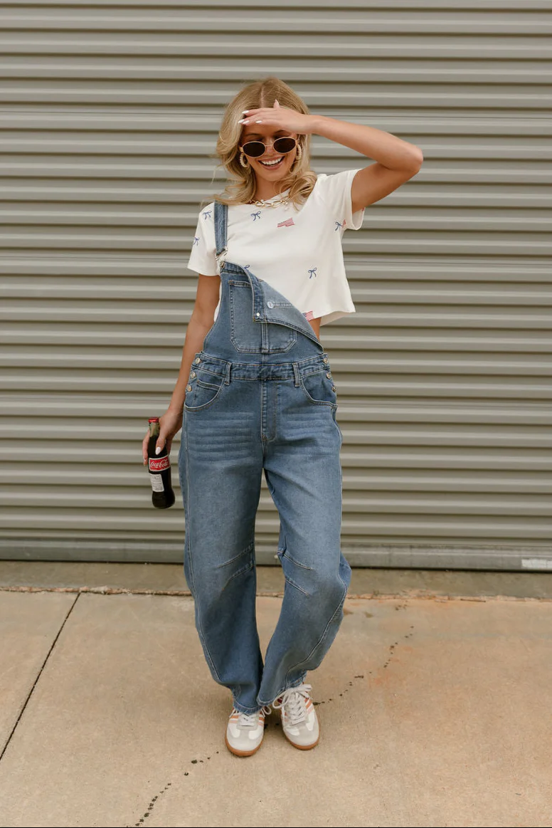 Kassidy Barrel Leg Denim Overalls - Image 9
