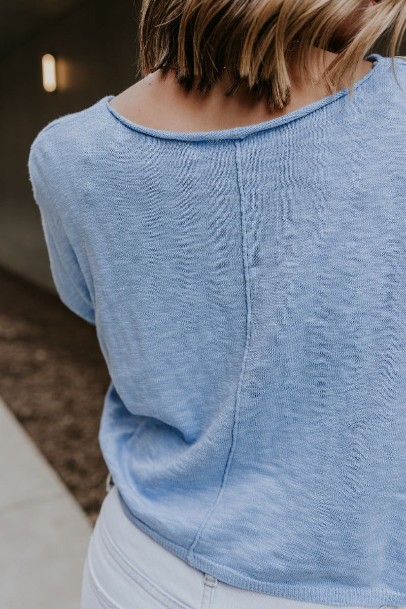Kassidy Blue Cropped Short Sleeve Top - Image 6