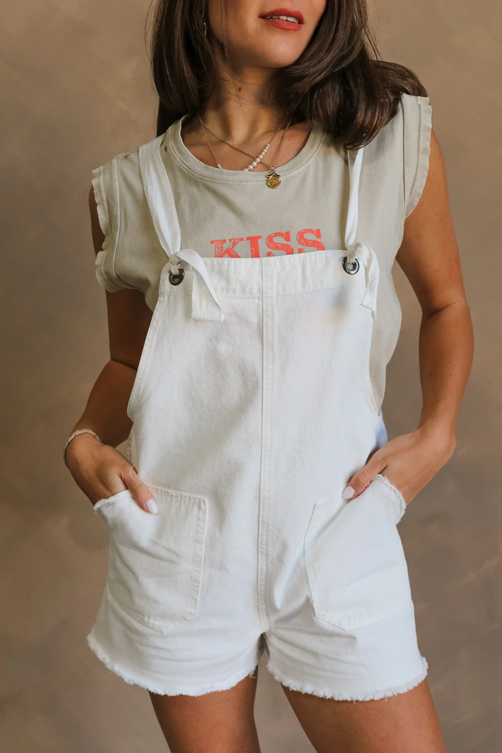 Kassidy White Denim Sleeveless Romper - Image 8