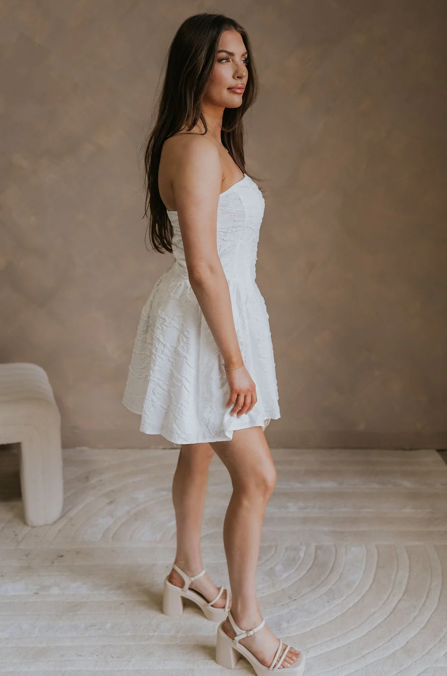 Kate Off White Floral Strapless Mini Dress - Image 6