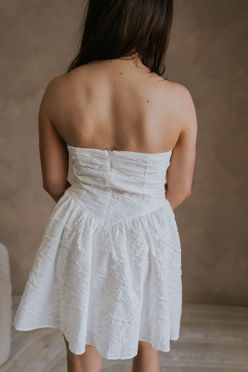 Kate Off White Floral Strapless Mini Dress - Image 9