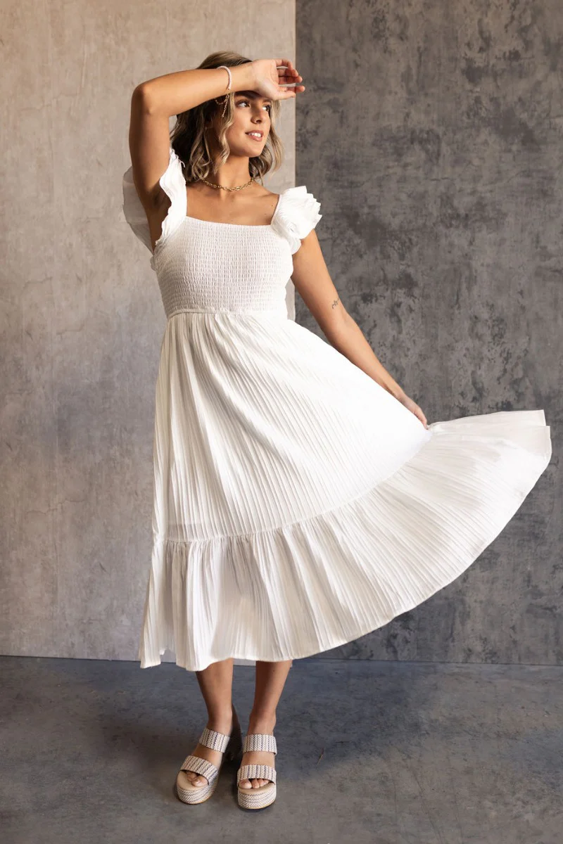 Katherine Off White Sleeveless Midi Dress
