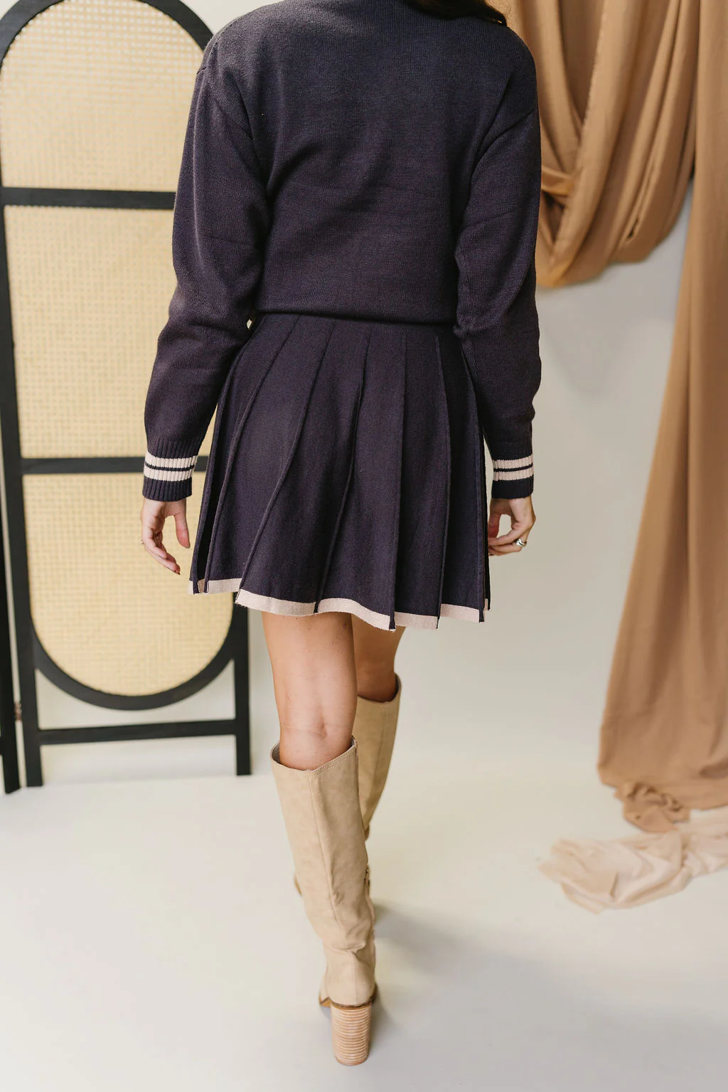Kathleen Navy Charcoal Flare Skirt - Image 4