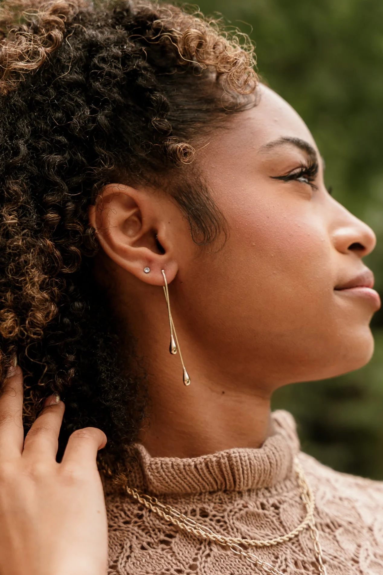 Kayla Gold Teardrop Earrings - Image 2