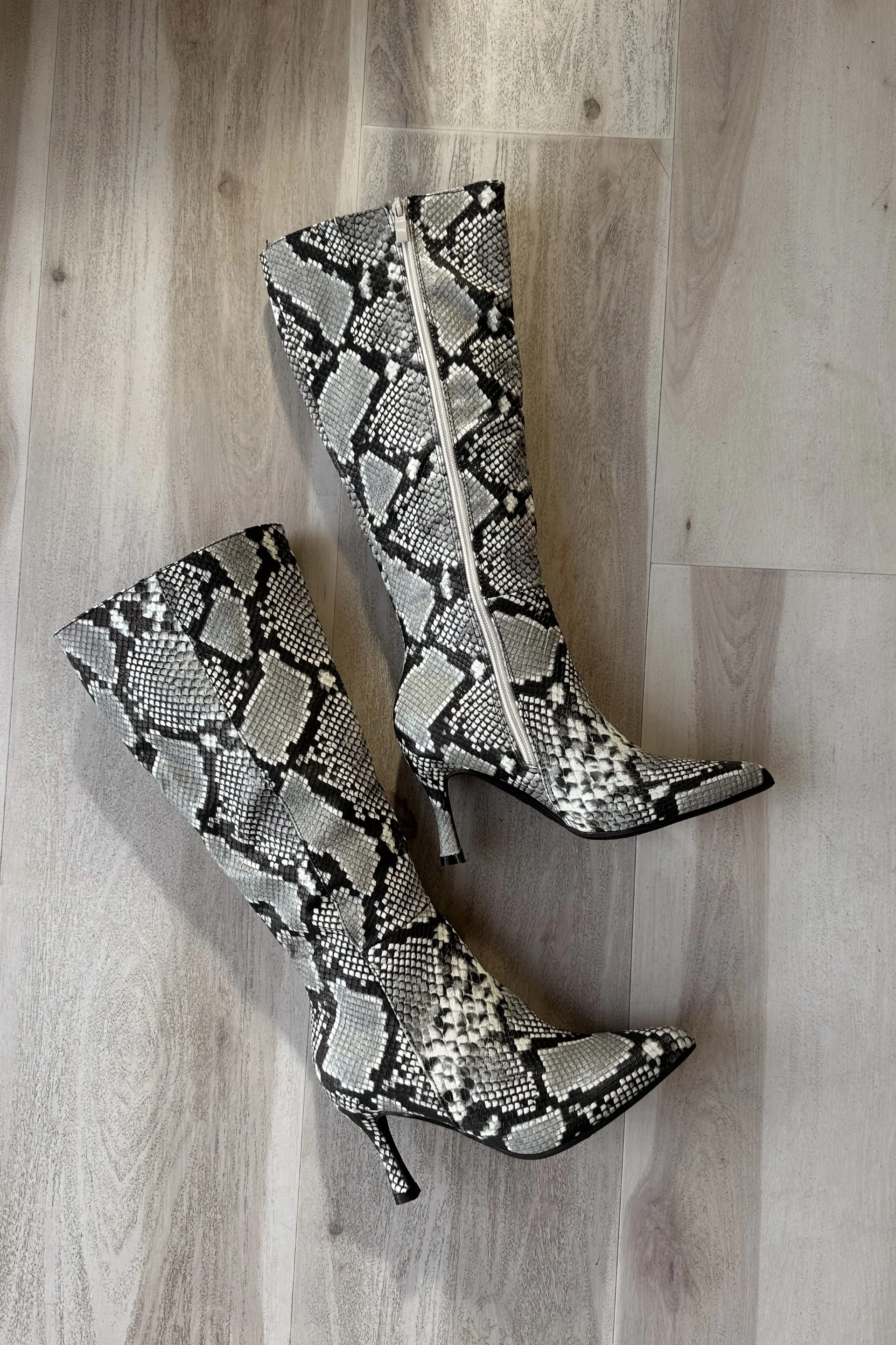 Kaylee Beige Snake Tall Boot - Image 4