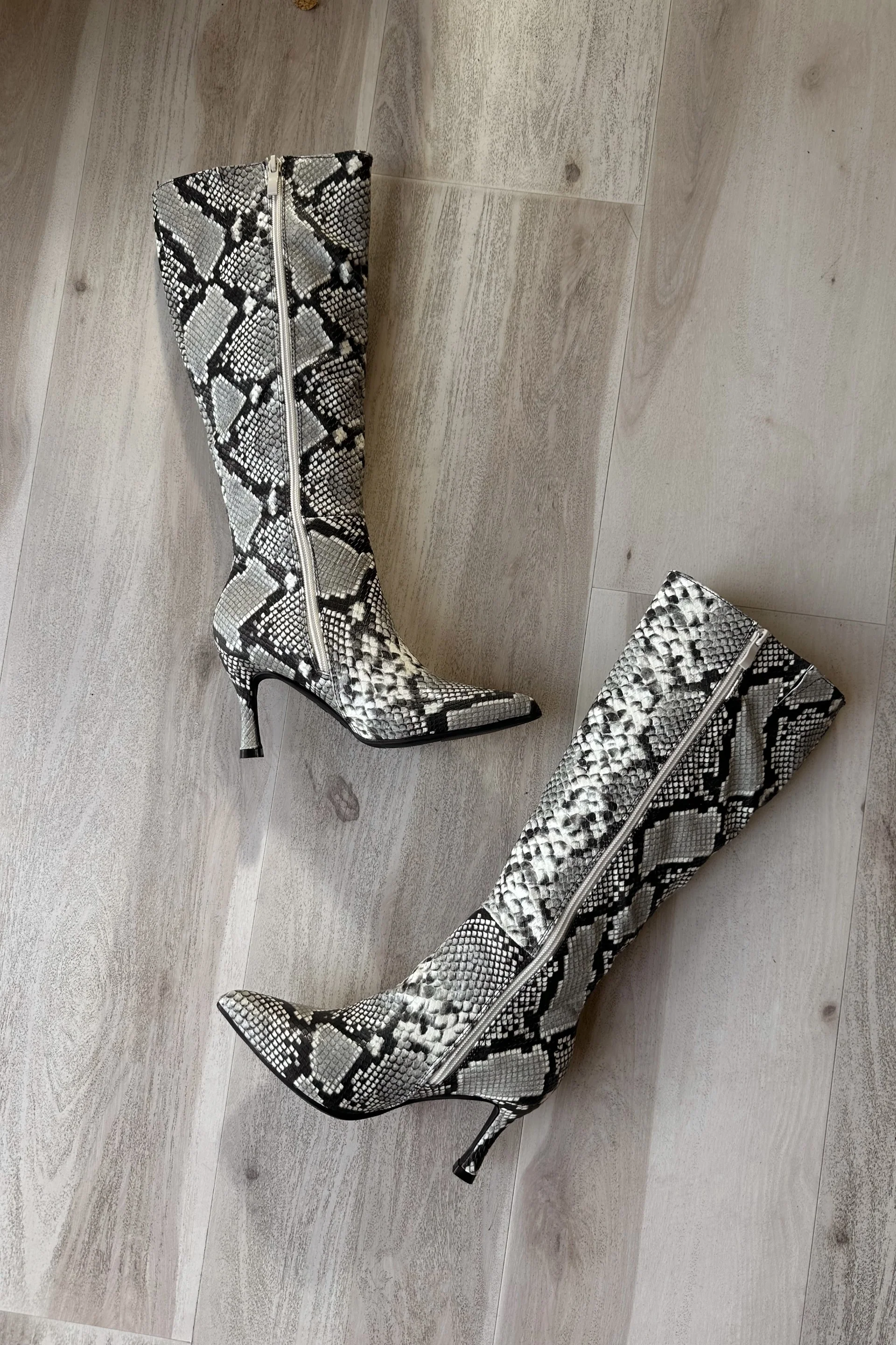 Kaylee Beige Snake Tall Boot - Image 5