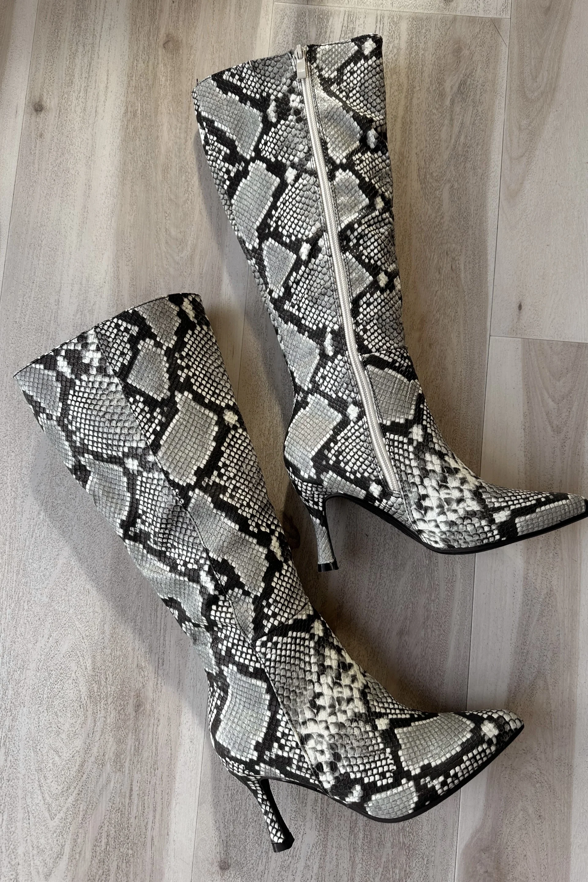 Kaylee Beige Snake Tall Boot - Image 7