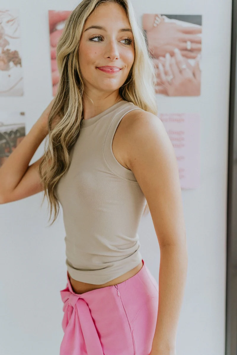Keep It Basic Tank in Taupe - Image 3