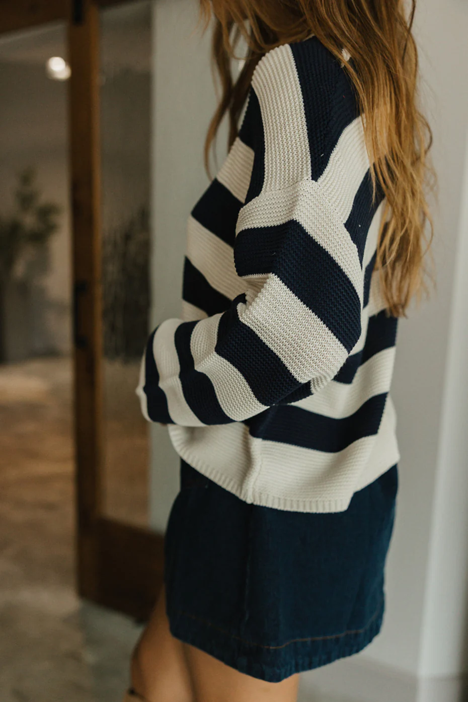 Kelcie Navy & Cream Striped Sweater - Image 7