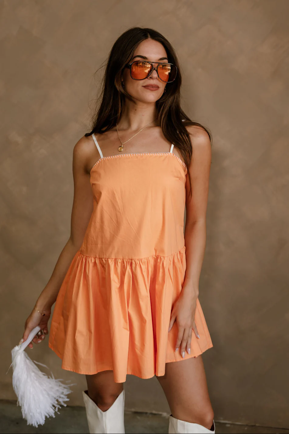 Kelly Orange Drop Waist Sleeveless Mini Dress - Image 6