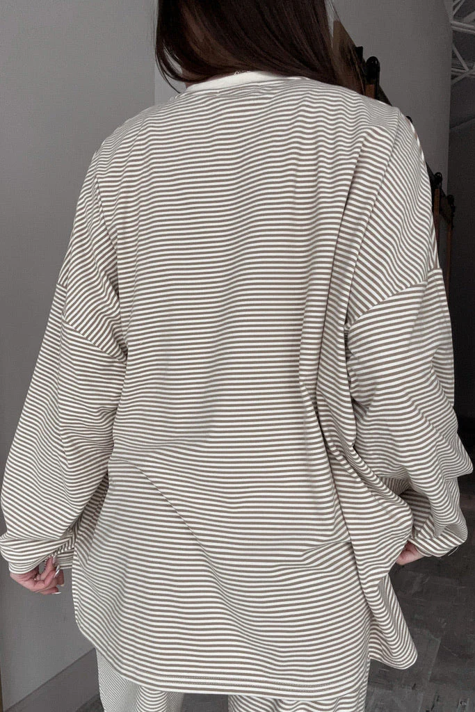 Kellyn Beige Stripe Long Sleeve Top - Image 4