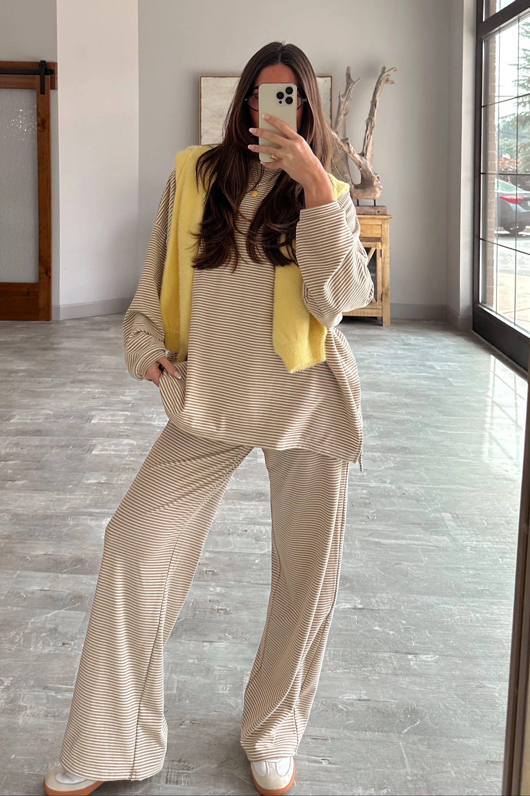 Kellyn Beige Stripe Long Sleeve Top - Image 6