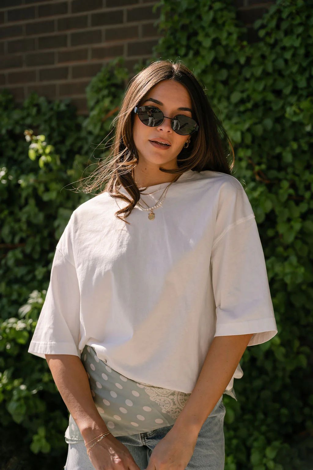 Kelsey White Short Sleeve Oversized Tee - Image 2