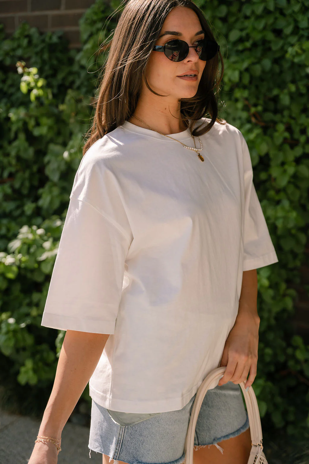 Kelsey White Short Sleeve Oversized Tee - Image 3