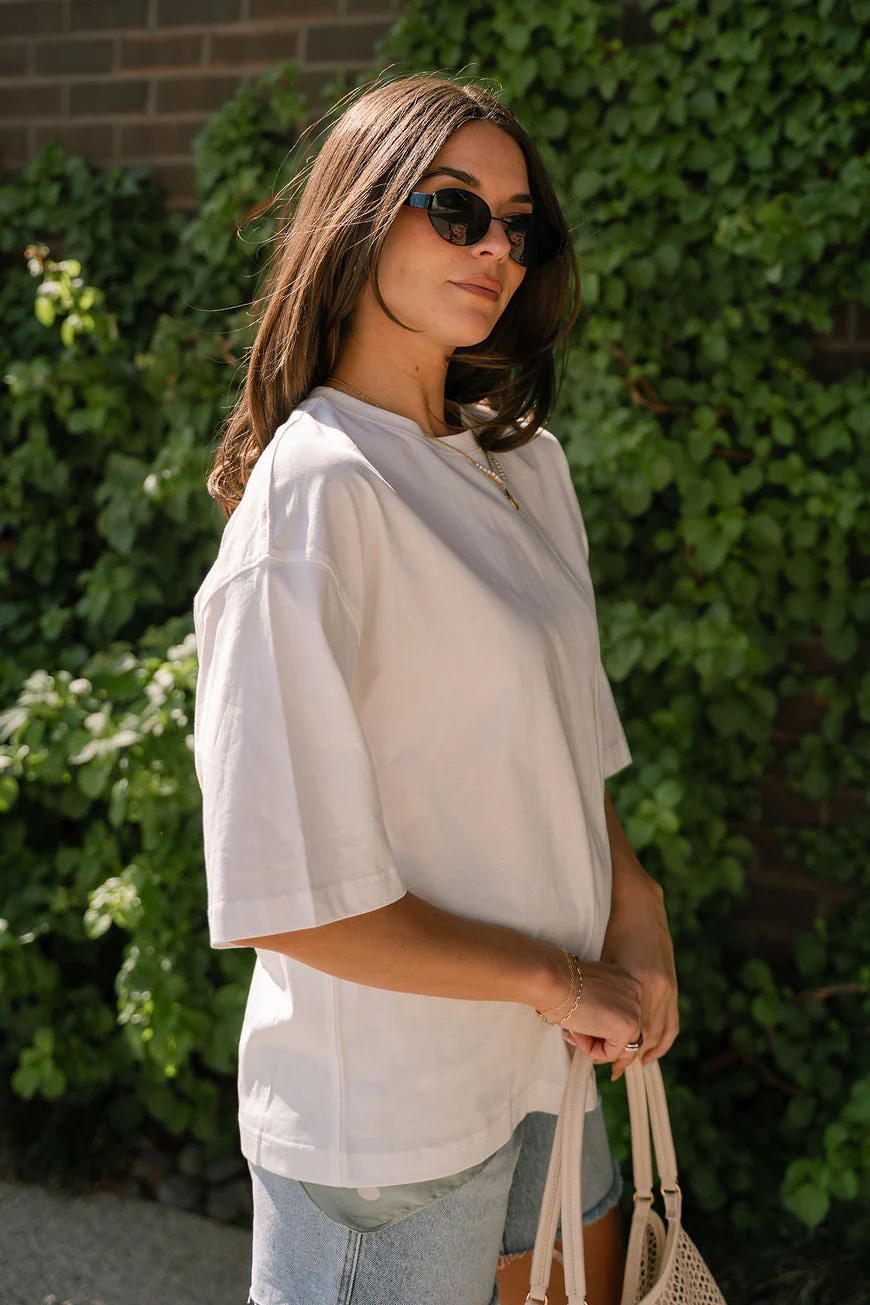 Kelsey White Short Sleeve Oversized Tee - Image 5