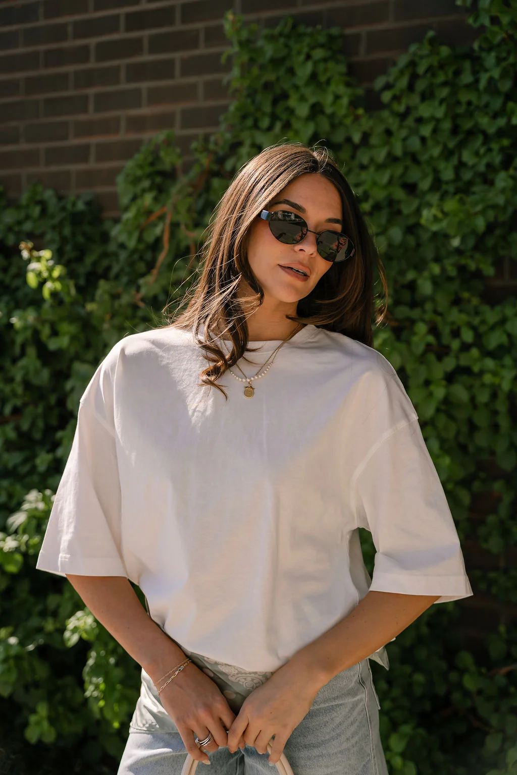 Kelsey White Short Sleeve Oversized Tee - Image 6
