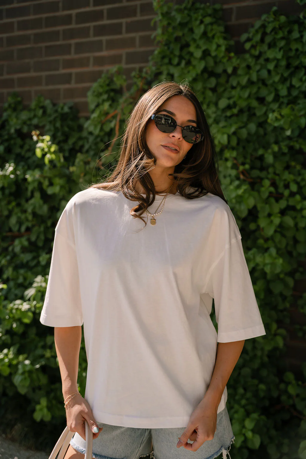 Kelsey White Short Sleeve Oversized Tee - Image 8