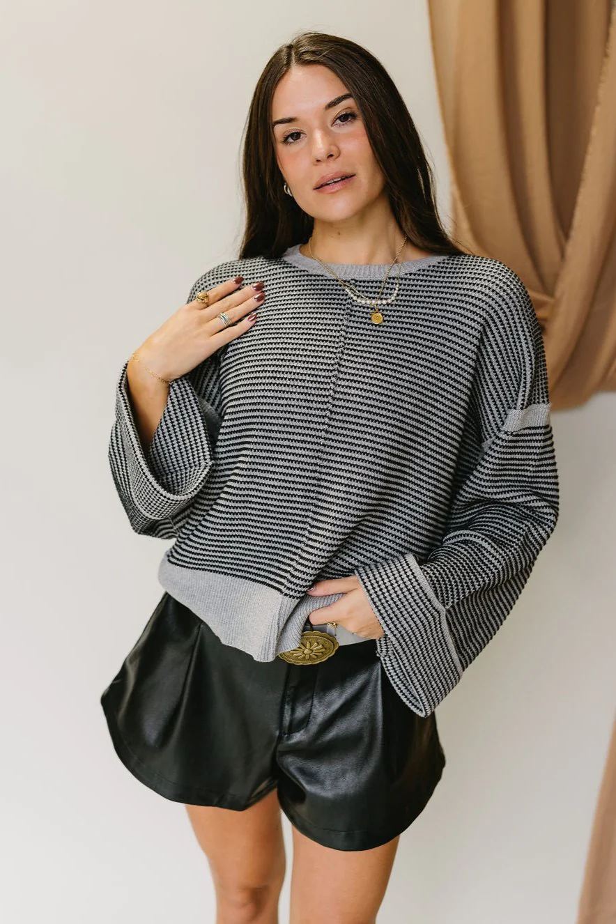 Kendall Grey Multi Long Sleeve Sweater