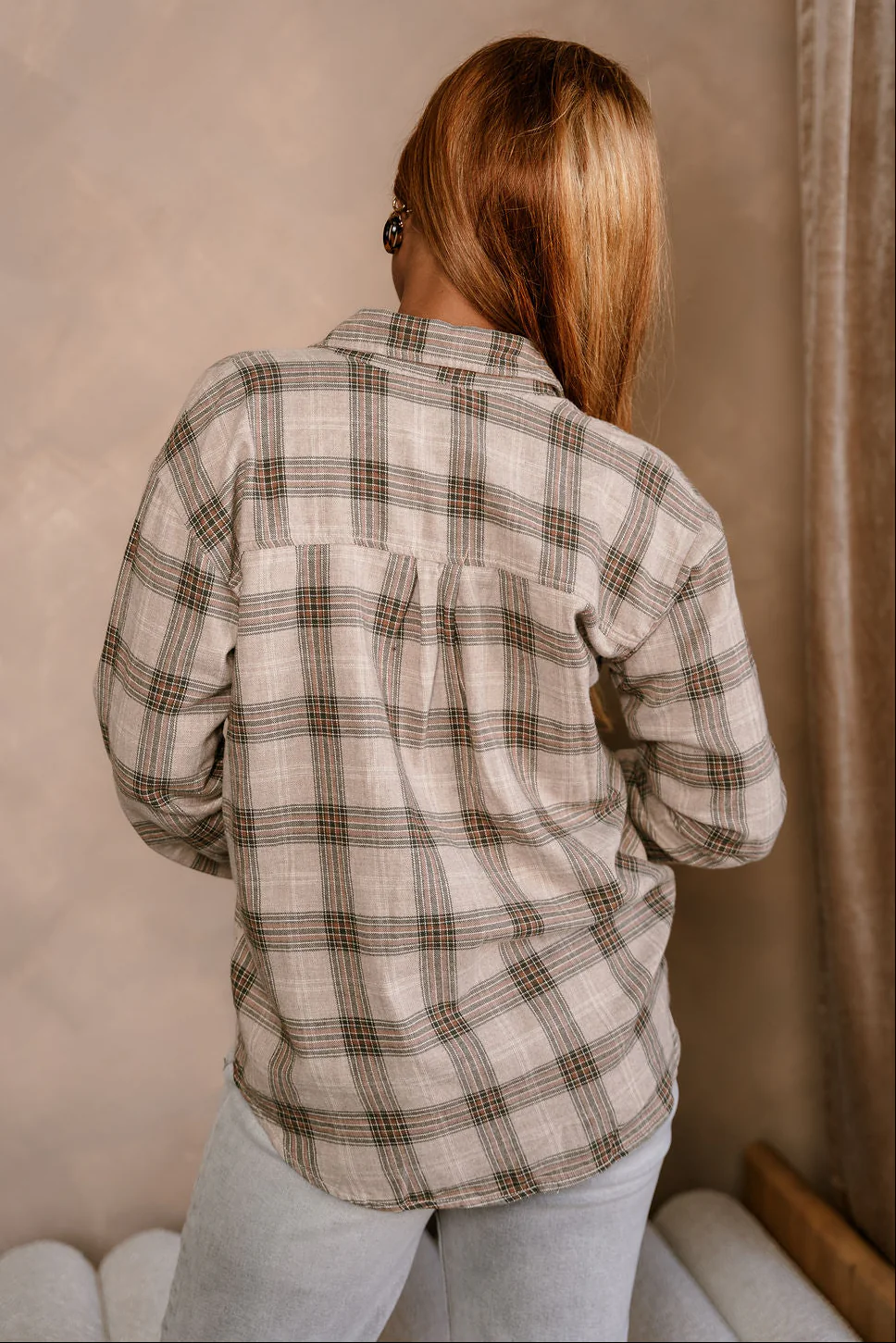 Kendall Taupe Multi Plaid Button-Up Top - Image 8