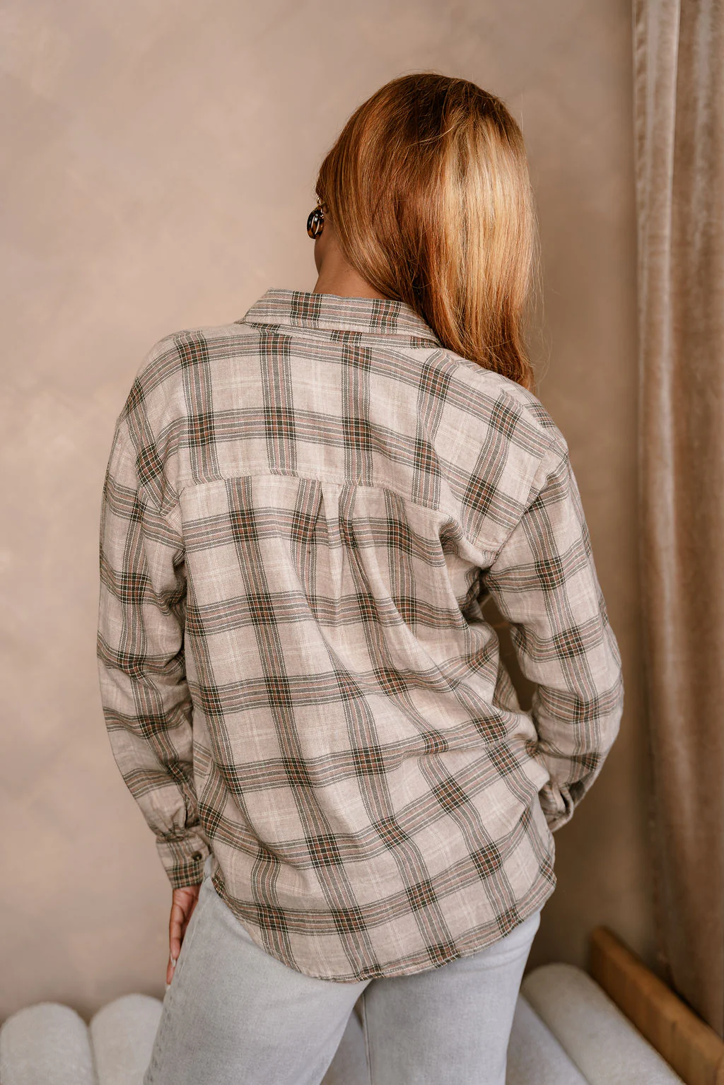Kendall Taupe Multi Plaid Button-Up Top - Image 9
