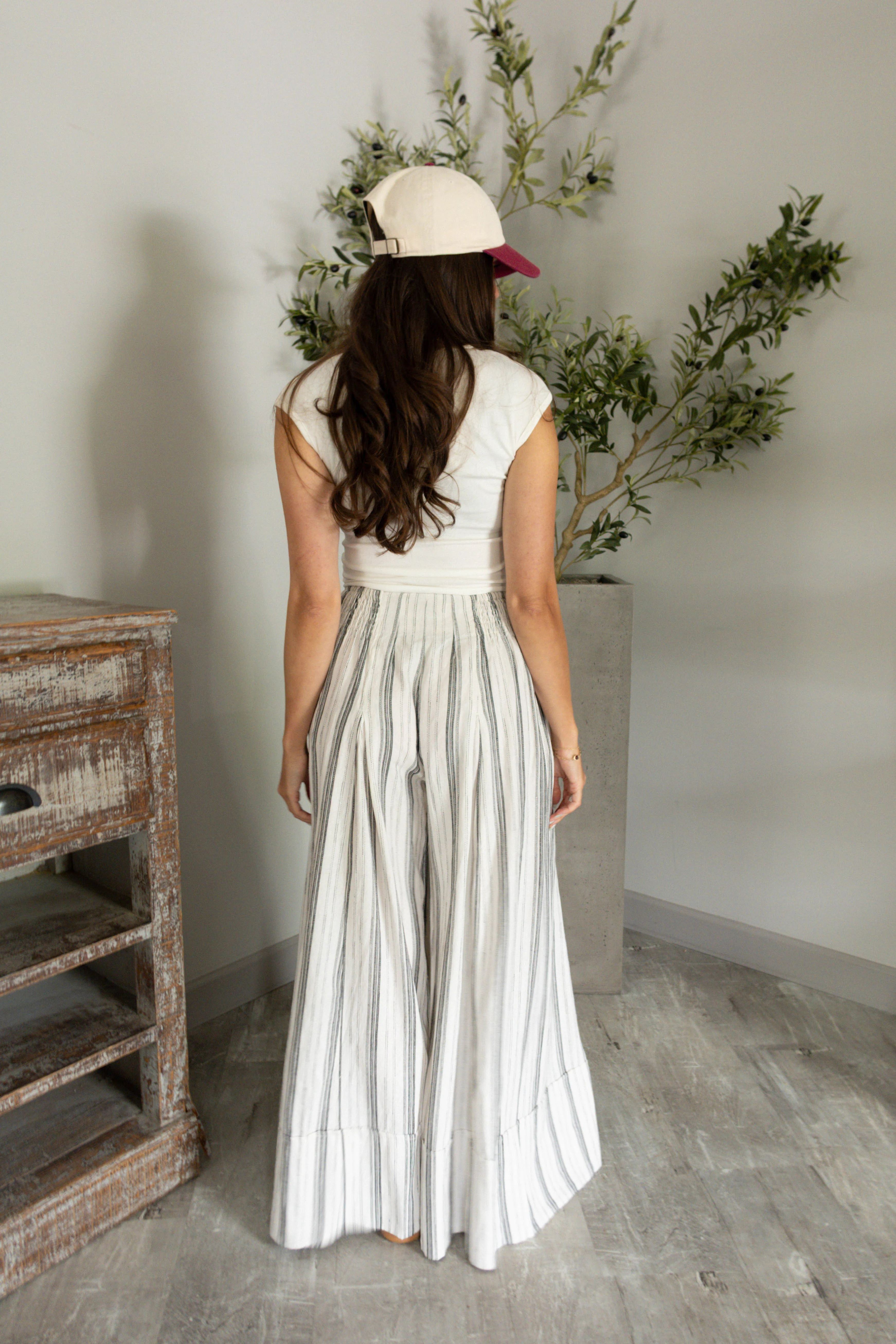 Kendall White & Black Striped Wide Leg Pants - Image 4
