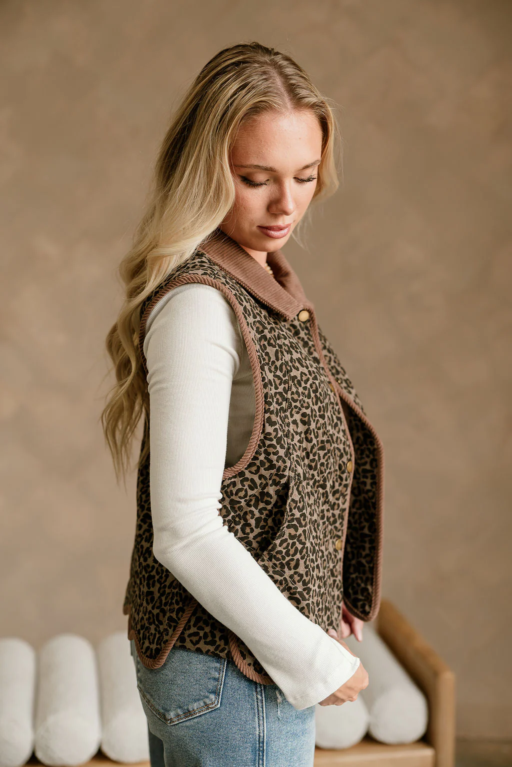 Kendra Brown Cheetah Scallop Vest - Image 3