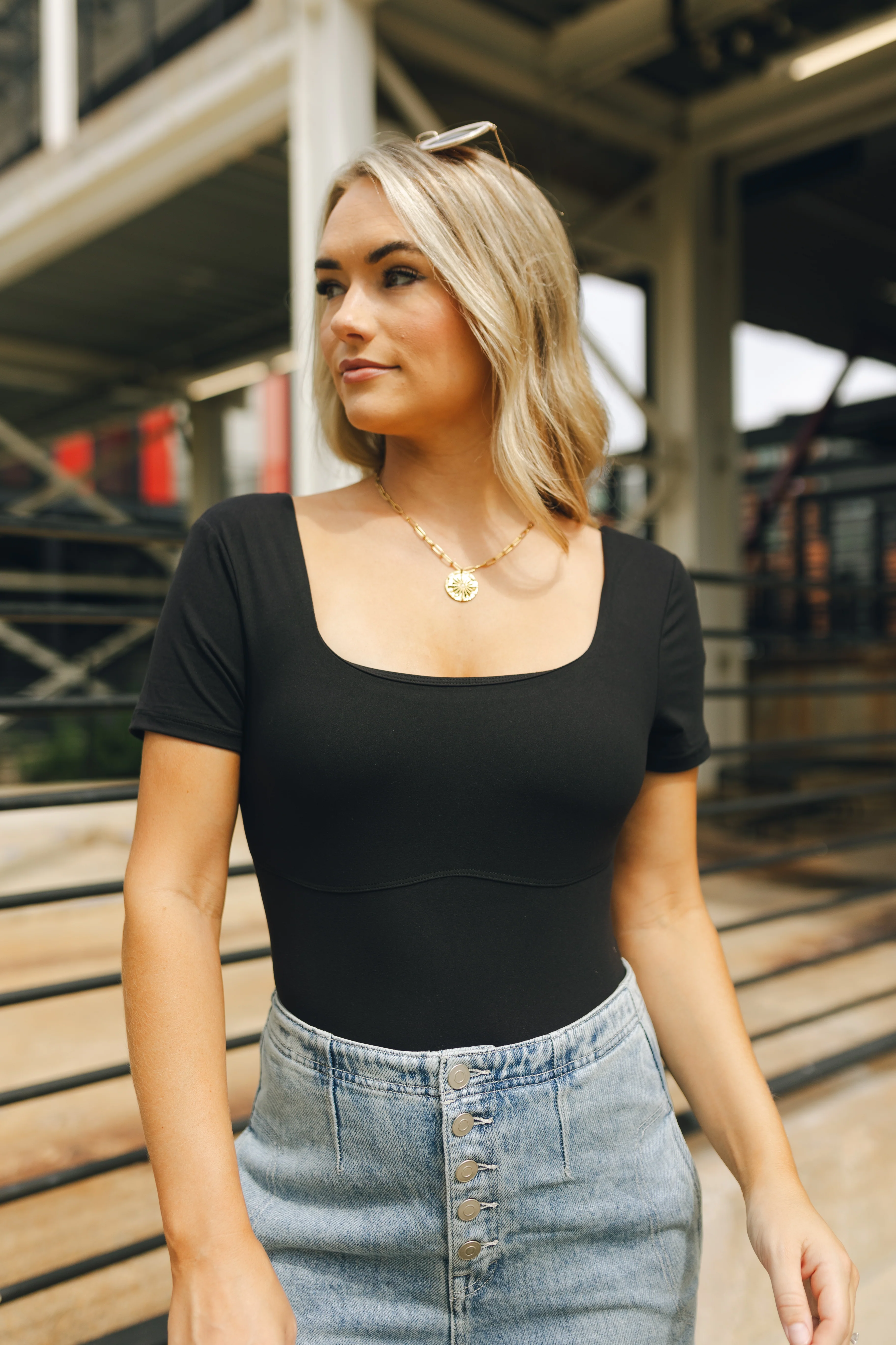 Kendra Square Neck Padded Bodysuit