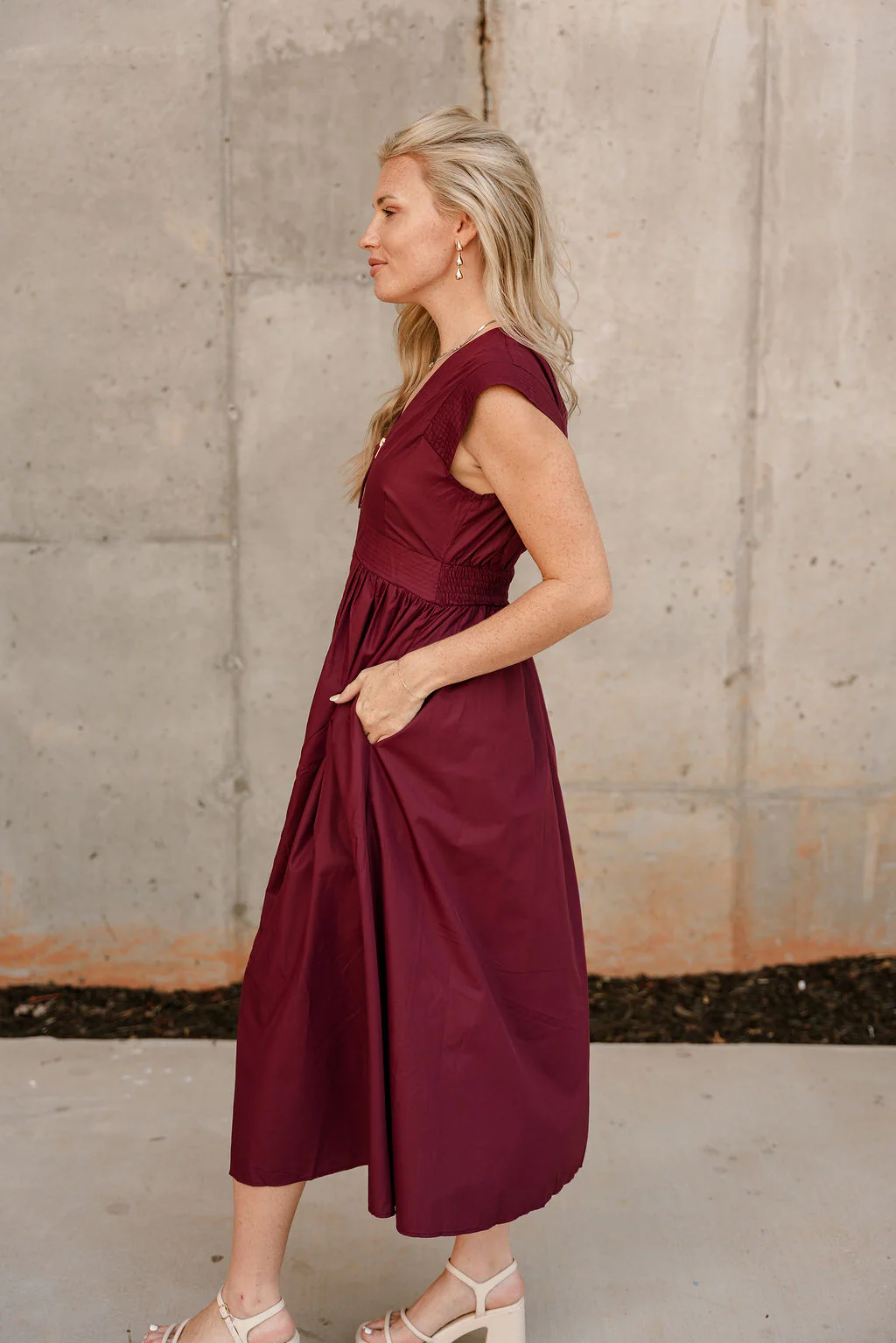 Kennedi Wine Zip-Up Midi Dress - Image 3